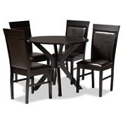 Baxton Studio Jeane Modern and Contemporary Dark Brown Faux Leather Upholstered and Dark Brown Finished Wood 5-Piece Dining Set